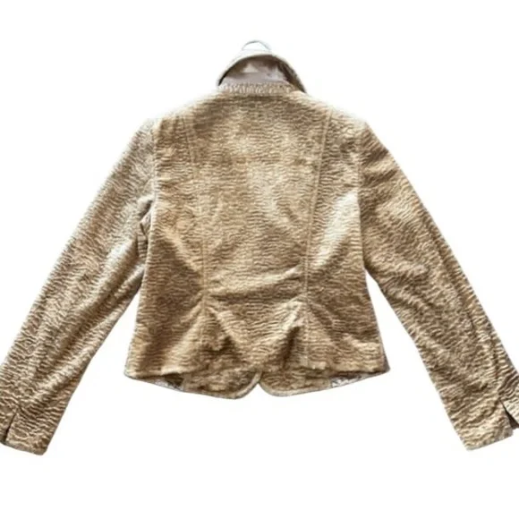 Worth New York Champagne Faux Fur Textured Blazer Jacket Size 12 Made in USA - Picture 5 of 12